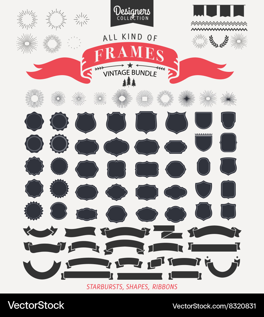 Retro Starburst Frames & Ribbons vector image