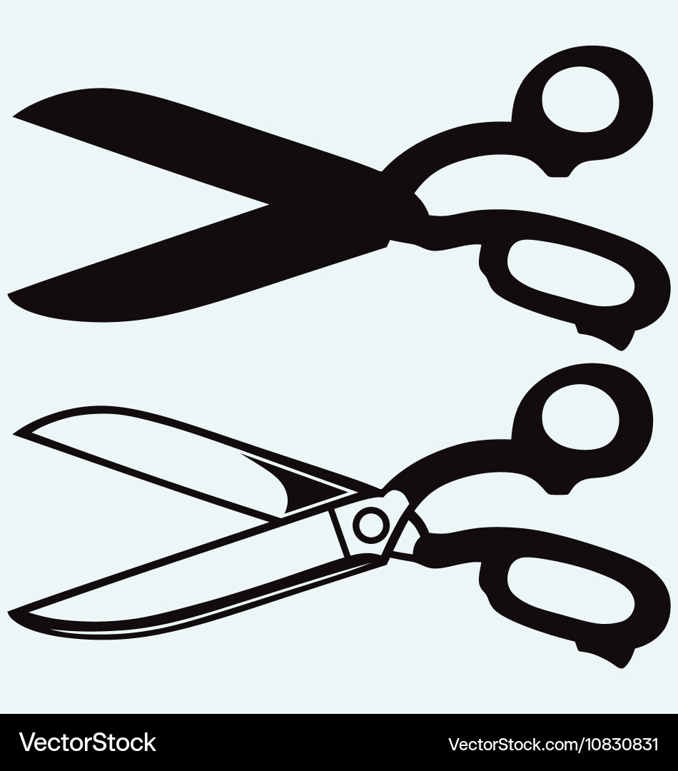 Scissors with cut lines vector image