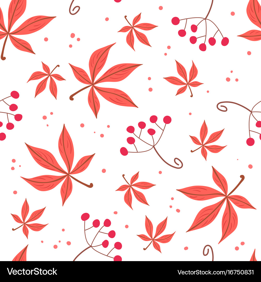 Seamless pattern of autumn leaves and berries Vector Image