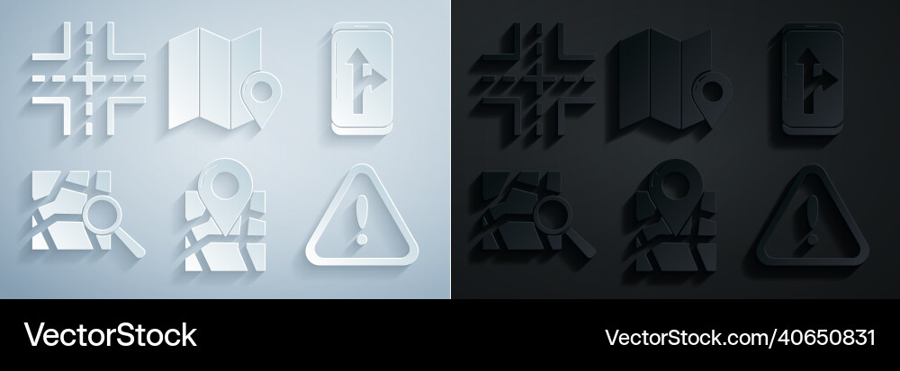 Set folded map with location marker infographic Vector Image