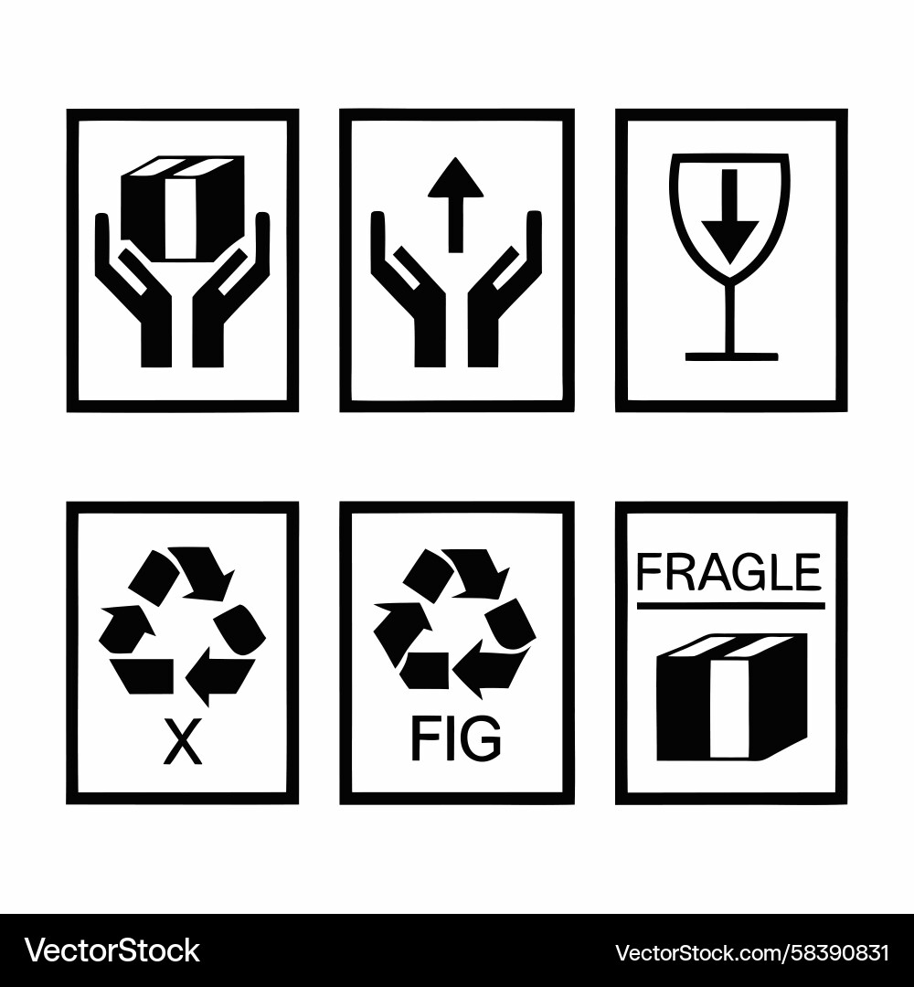 Shipping & Handling Icons - Fragile Warning Vector Image