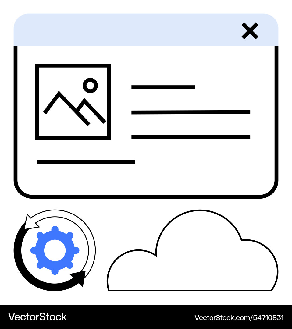 Web page design with image placeholder gear Web page design with image placeholder gear vector image