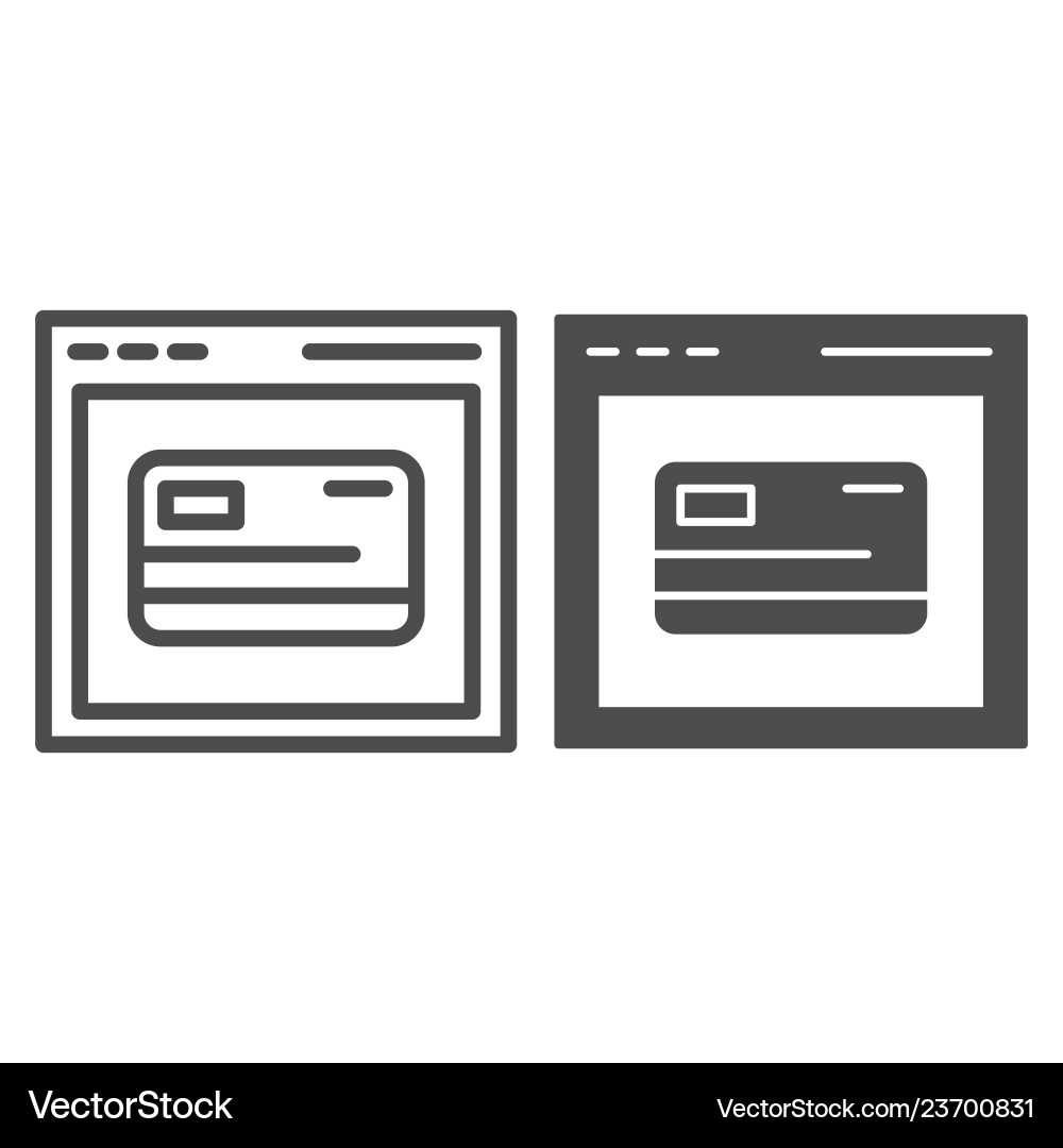 Web shopping line and glyph icon computer browser Web shopping line and glyph icon computer browser Vector Image
