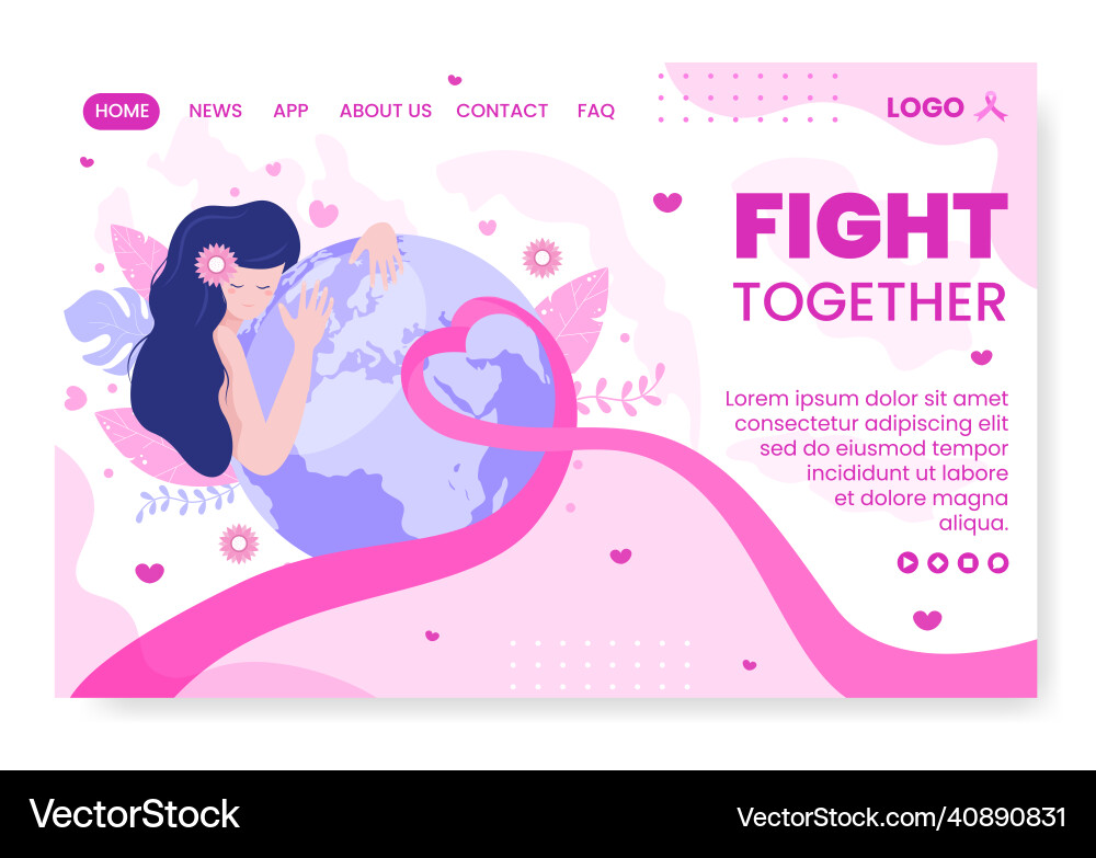 World cancer day landing page template flat World cancer day landing page template flat vector image