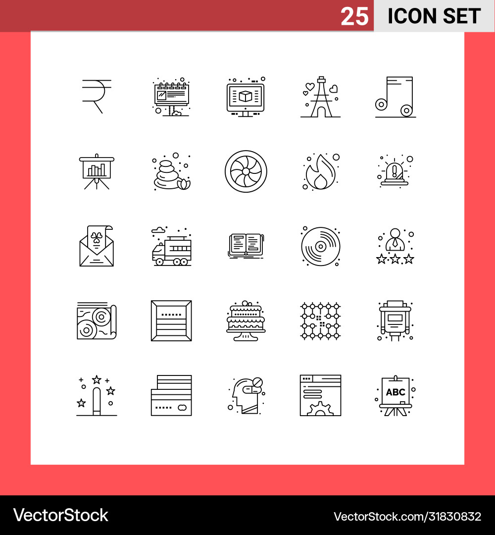 25 universal lines set for web and mobile Vector Image