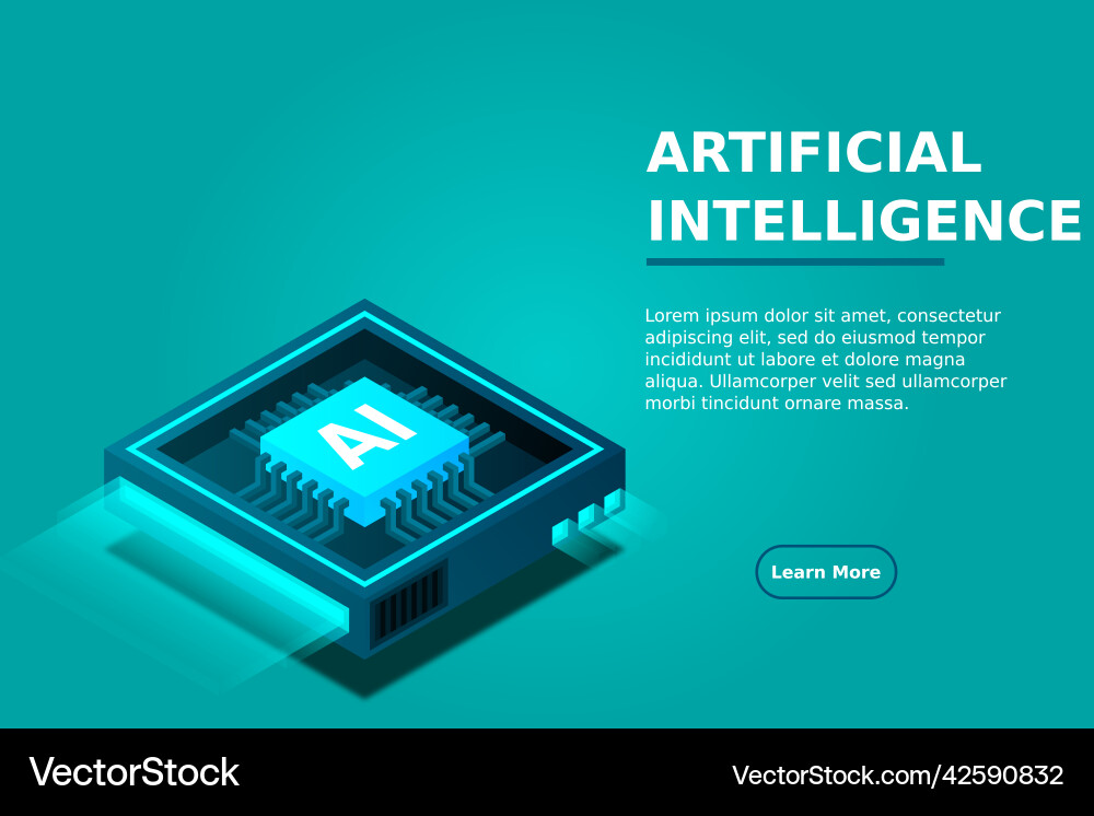 Artificial intelligence ai web banner isometric Artificial intelligence ai web banner isometric vector image