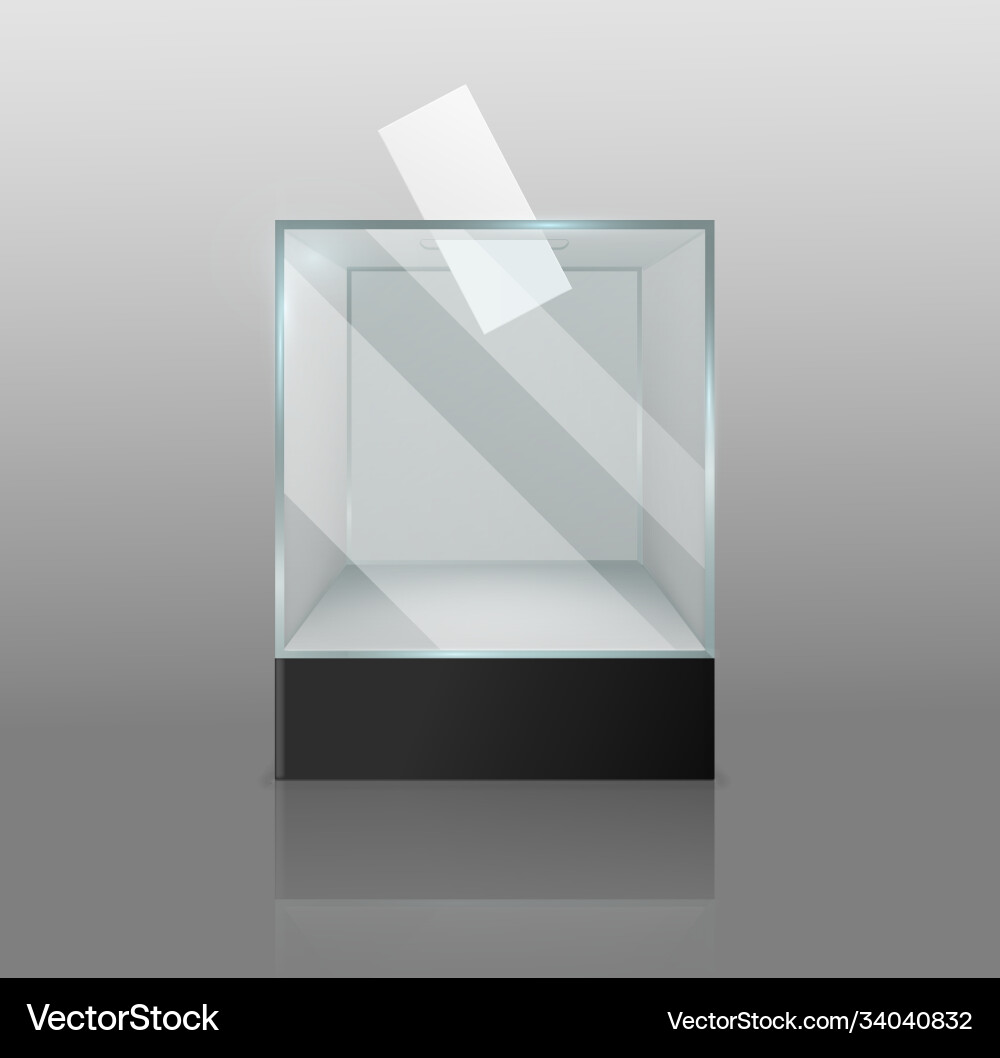 Ballot box empty transparent case with voting Ballot box empty transparent case with voting vector image