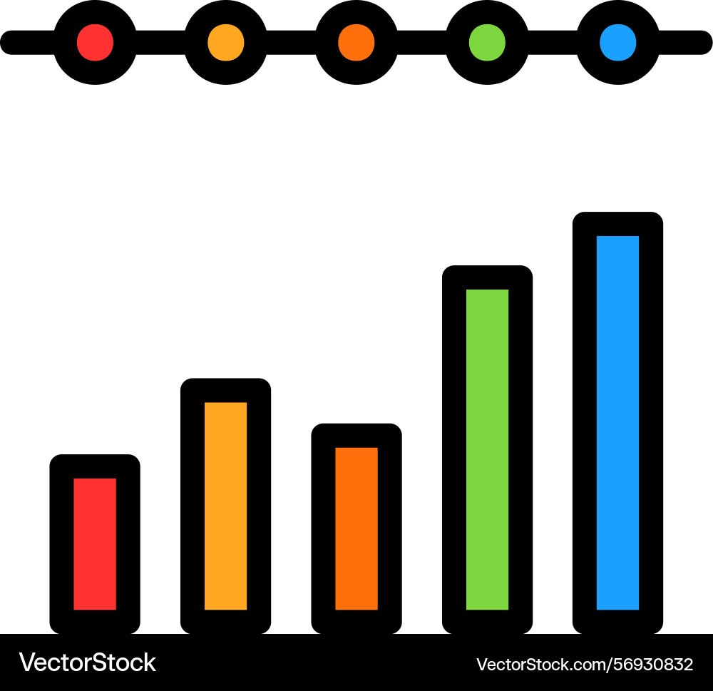 Bar chart line filled style icon design Vector Image
