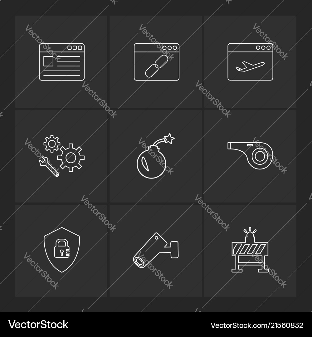 Bomb shield camera whistle windows ui layout vector image