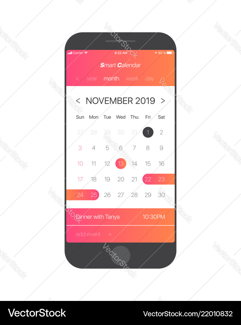 Calendar app ui concept Calendar app ui concept vector image