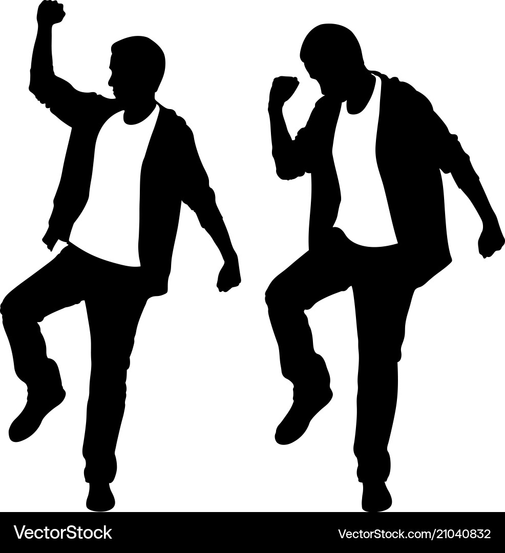 Celebratory Men Silhouettes Vector Image