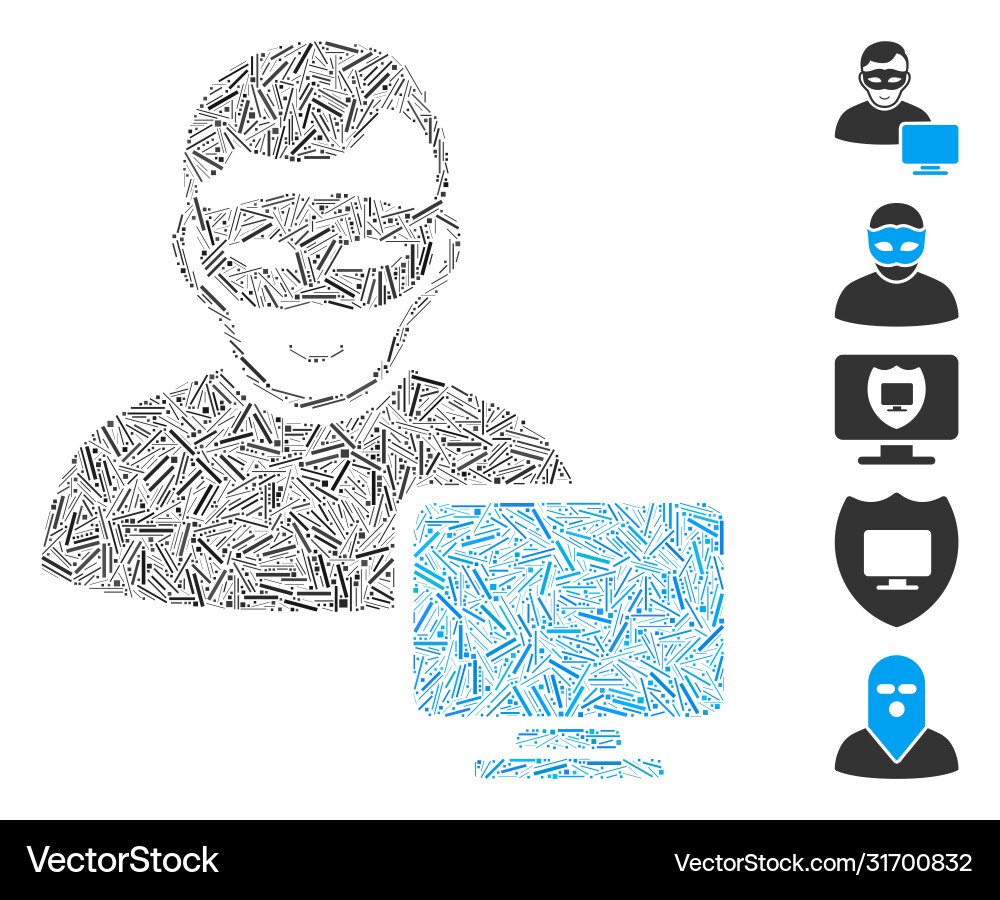 Dash collage computer hacker icon Dash collage computer hacker icon vector image