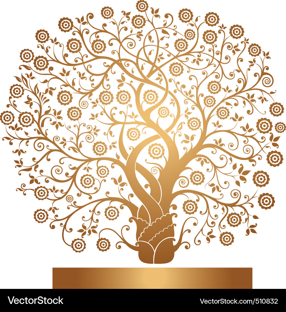 Elegant Gold Tree Ornament vector image
