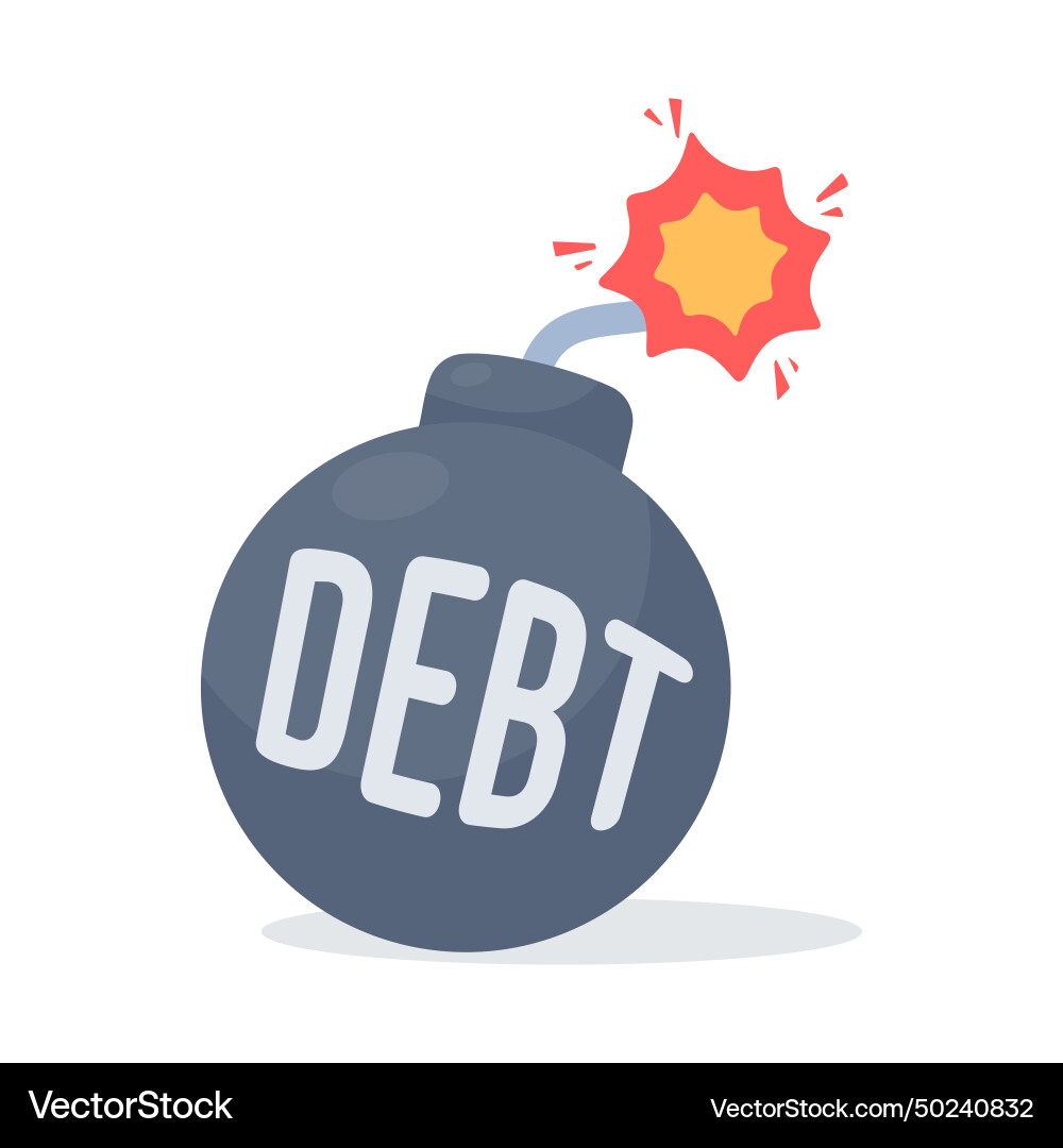 Exploding the flaming ball concept of debt Vector Image