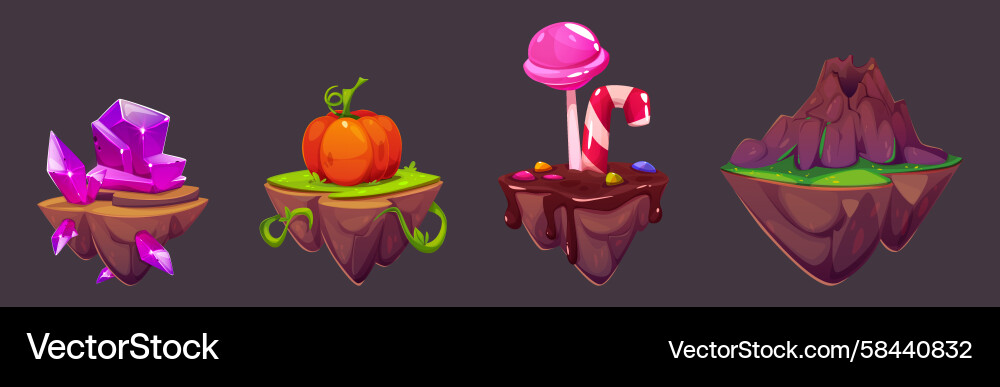 Floating Island Game Scene Vector Image
