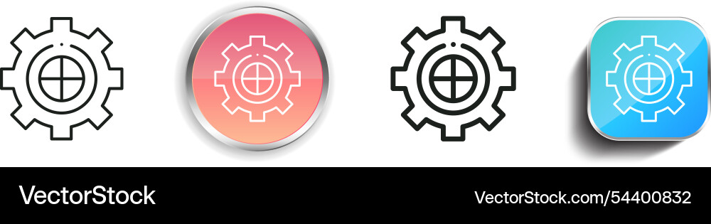 Gear icon thin linear regular and button style vector image