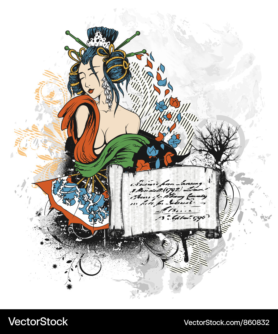 Geisha with scroll vector image