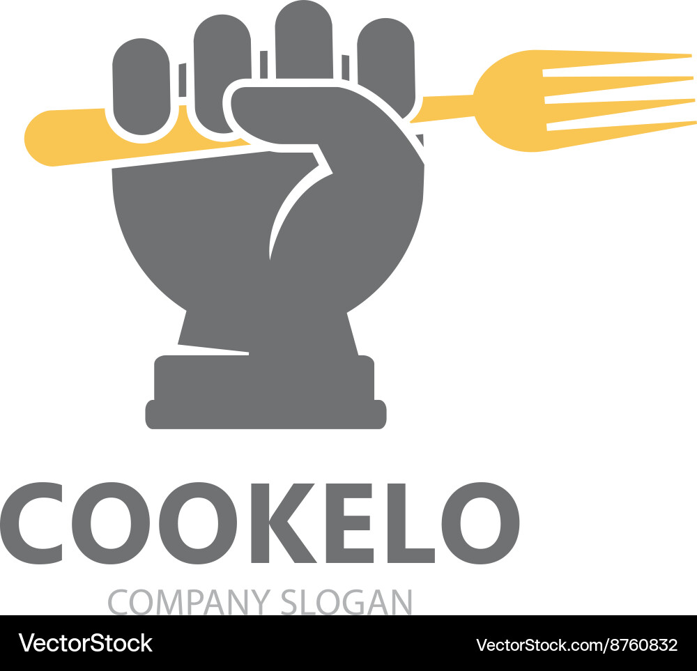 Hand with fork logo design template Vector Image