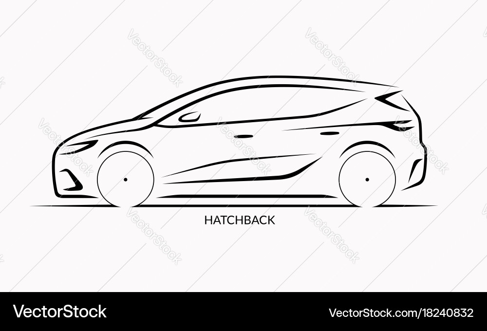 Hatchback Car Silhouette - Side View vector image