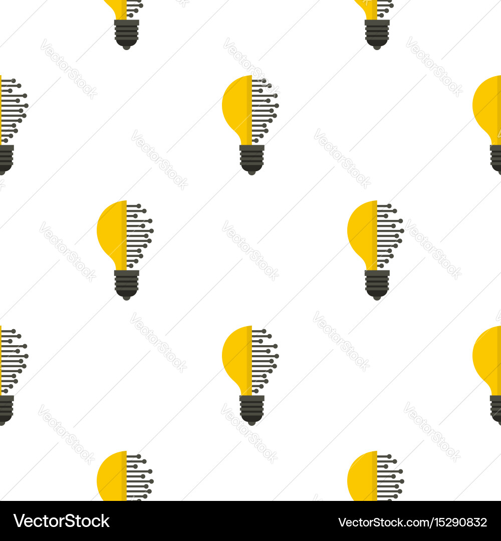 Lightbulb with microcircuit pattern flat vector image