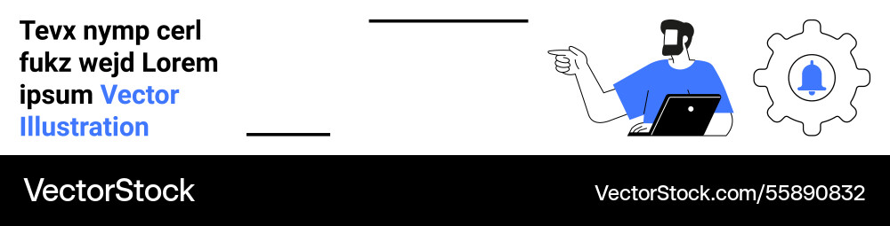Man with laptop pointing at notification bell Man with laptop pointing at notification bell vector image