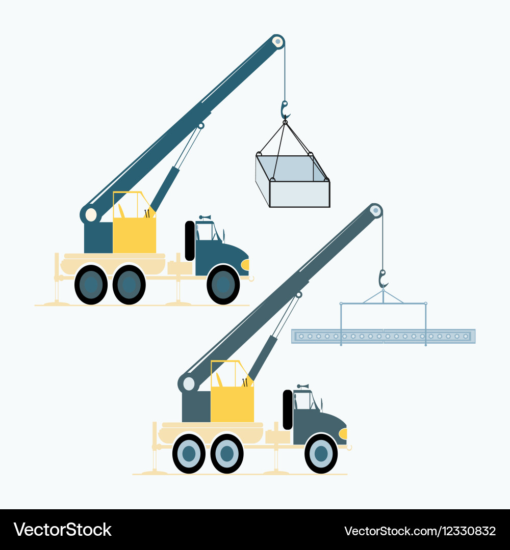 Monochrome icon set with loading crane Vector Image
