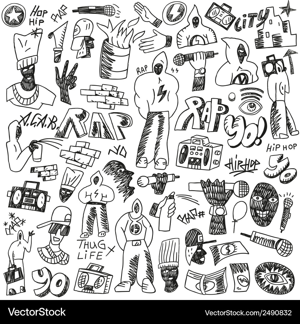 Rap doodles Royalty Free Vector Image - VectorStock