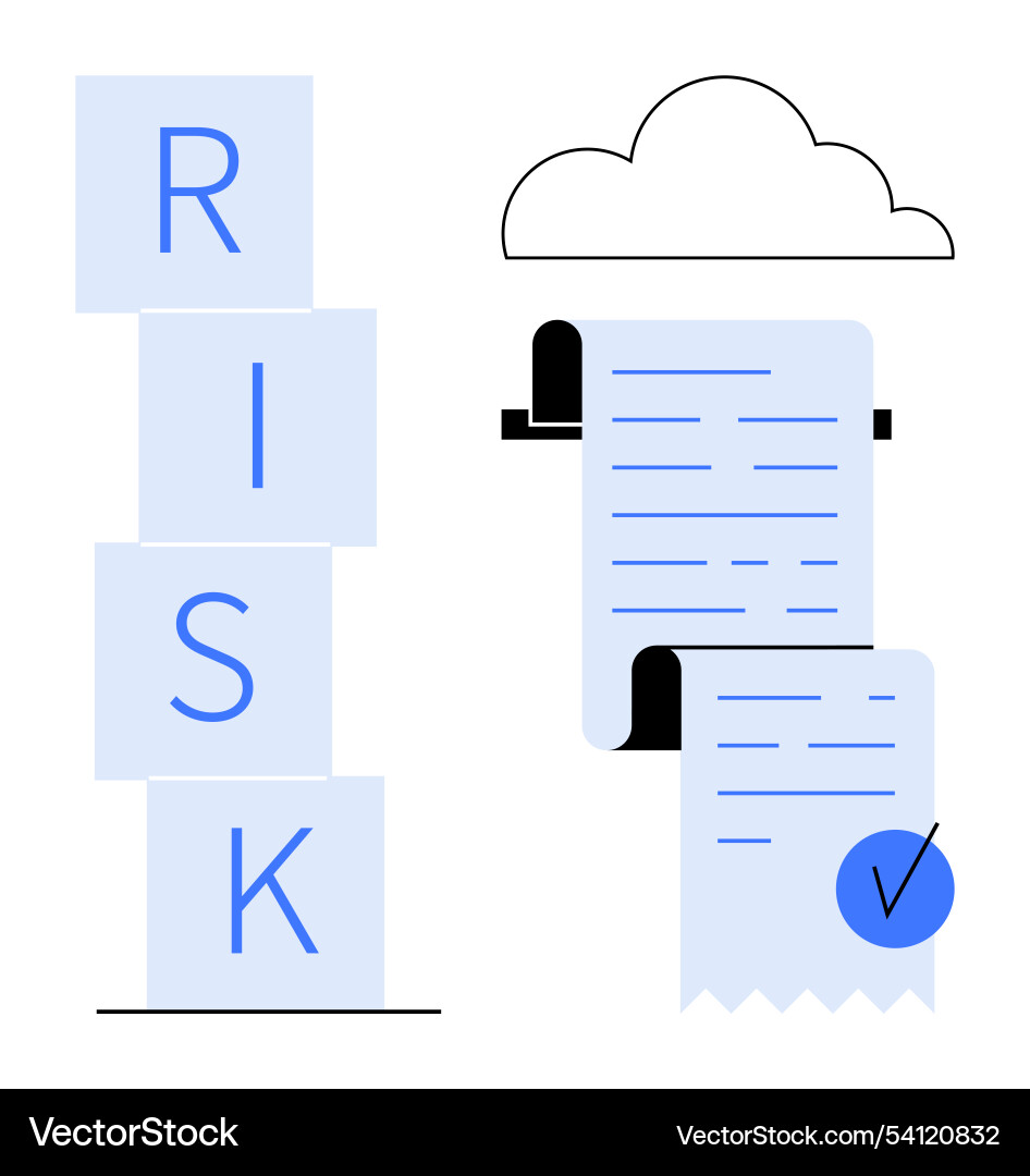 Risk assessment and checklist with cloud backup Risk assessment and checklist with cloud backup Vector Image