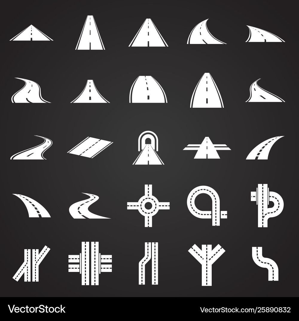 Roads icons set on background for graphic and web Roads icons set on background for graphic and web Vector Image
