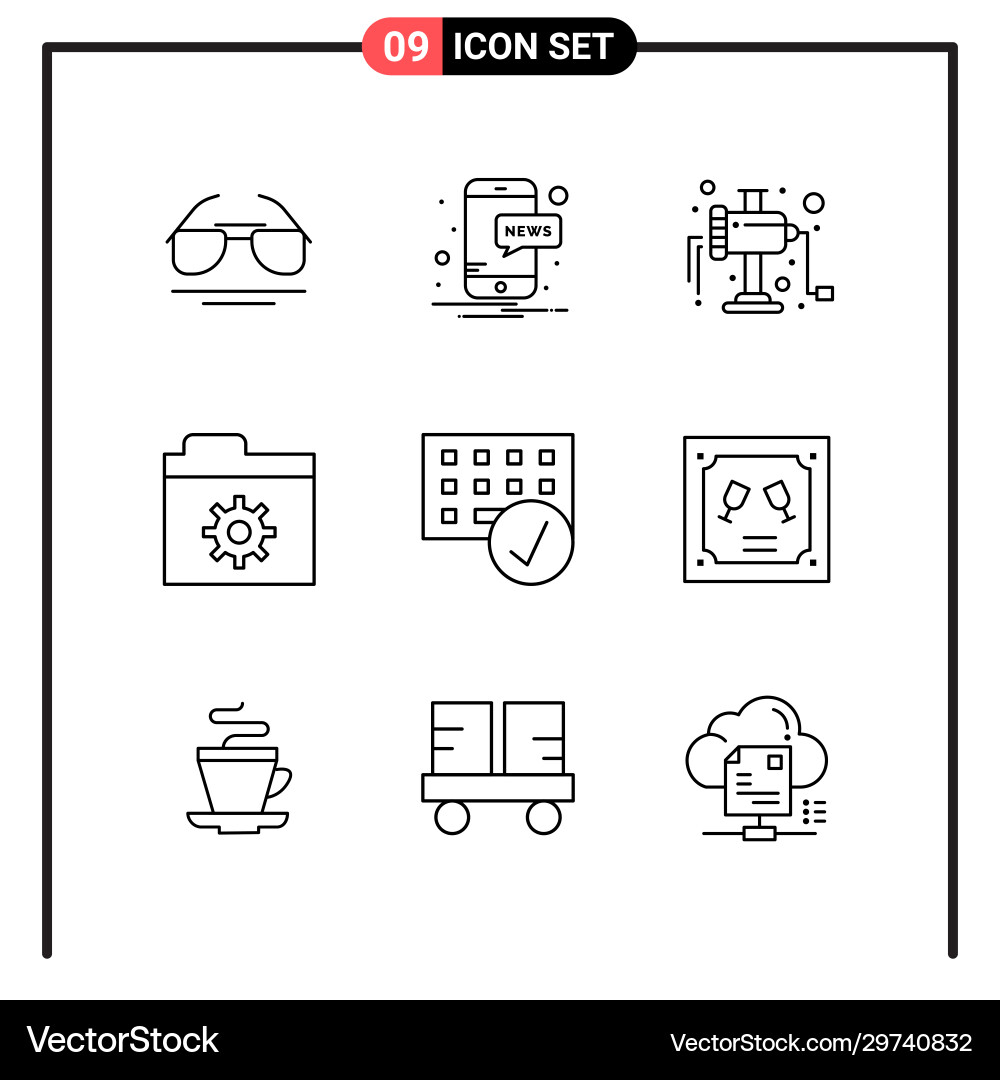 Set 9 line style icons for web and mobile Set 9 line style icons for web and mobile Vector Image