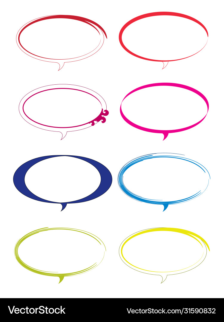 Set eight dialogue boxes in multiple shapes vector image