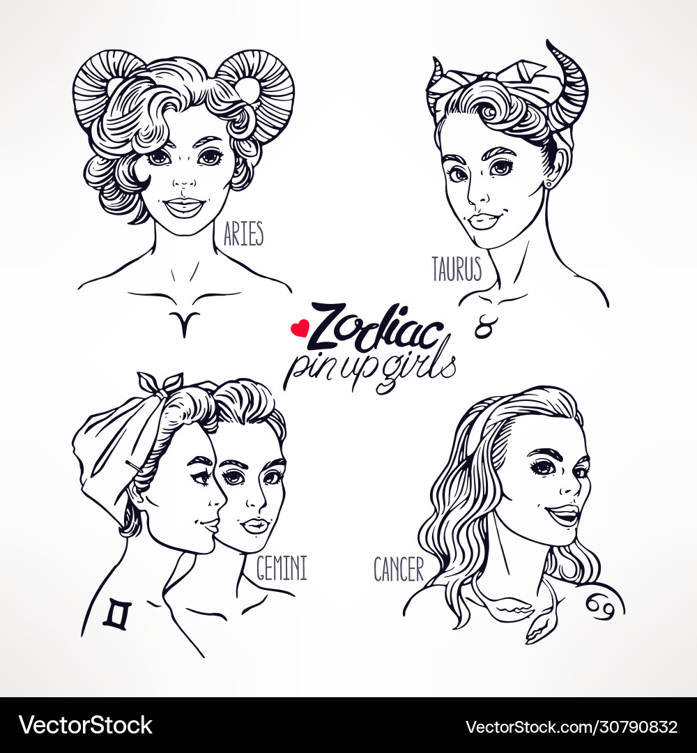 Set four zodiac signs - 1 Set four zodiac signs - 1 vector image