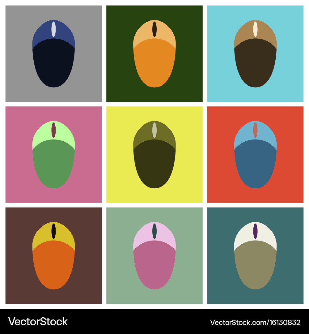 Set icons in flat design computer mouse vector image