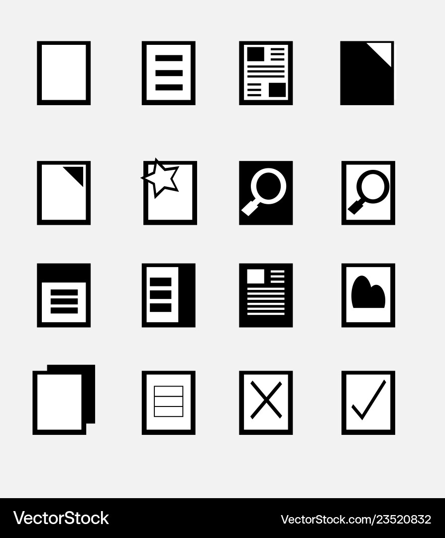 Set of paper and file document vector image