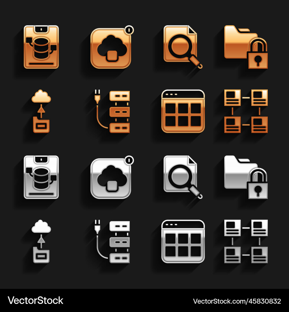 Set server folder and lock hierarchy organogram Set server folder and lock hierarchy organogram vector image
