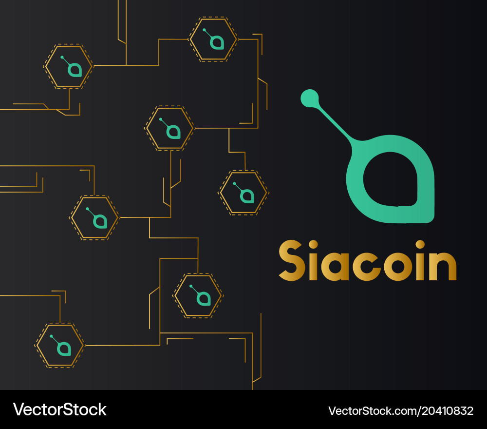 Siacoin blockchain cryptocurrency circuit network vector image