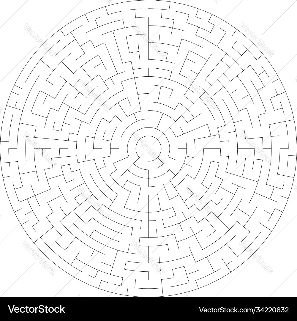 Solvable circle circular maze labyrinth puzzle Solvable circle circular maze labyrinth puzzle vector image