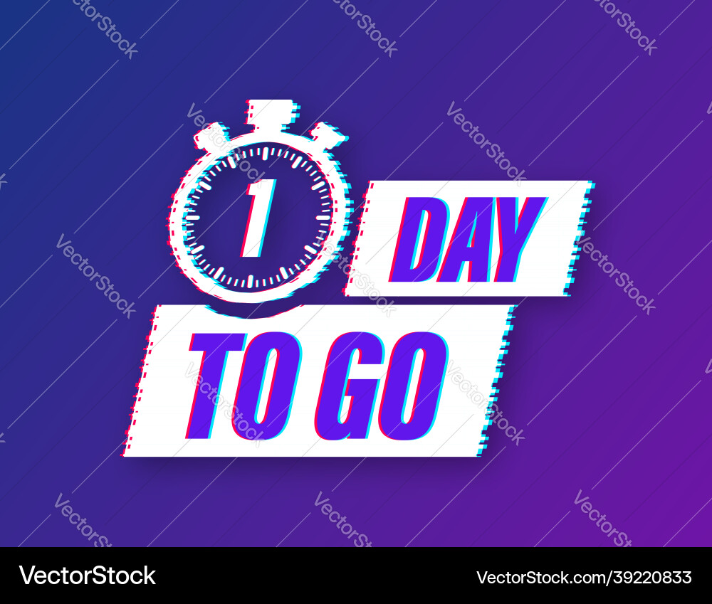 1 Tag zu gehen glitch Stil Icon typographic 1 Tag zu gehen glitch Stil Icon typographic vektorbild
