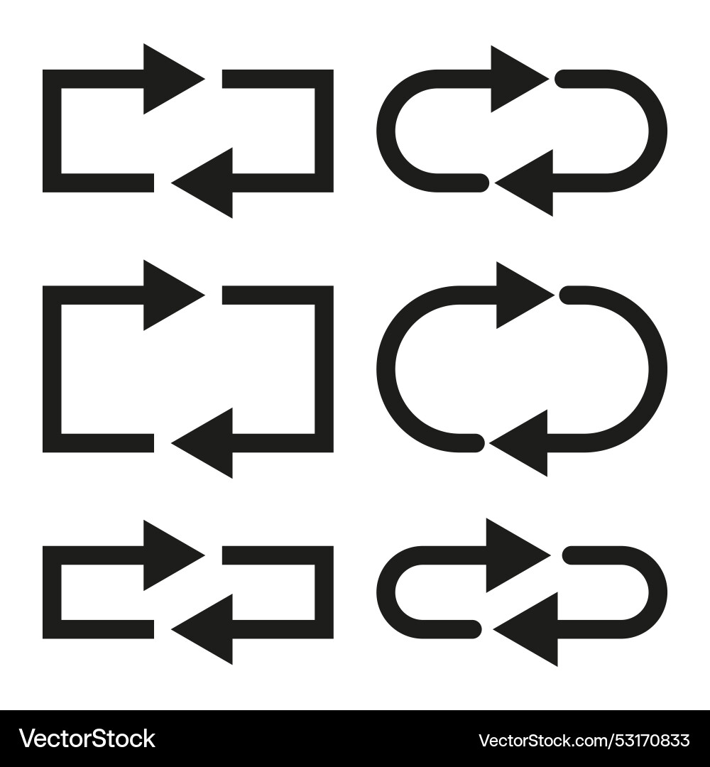 Circular arrows rectangular and oval forms varied Vector Image