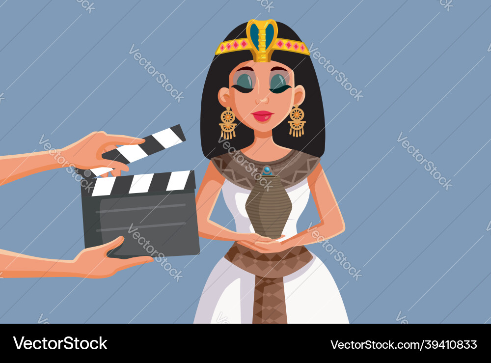 Crew filming a cleopatra artistic movie cartoon Crew filming a cleopatra artistic movie cartoon vector image