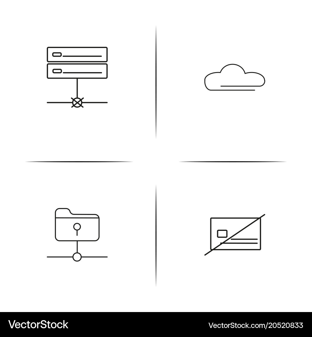 Cyber security simple linear icons set outlined Vector Image