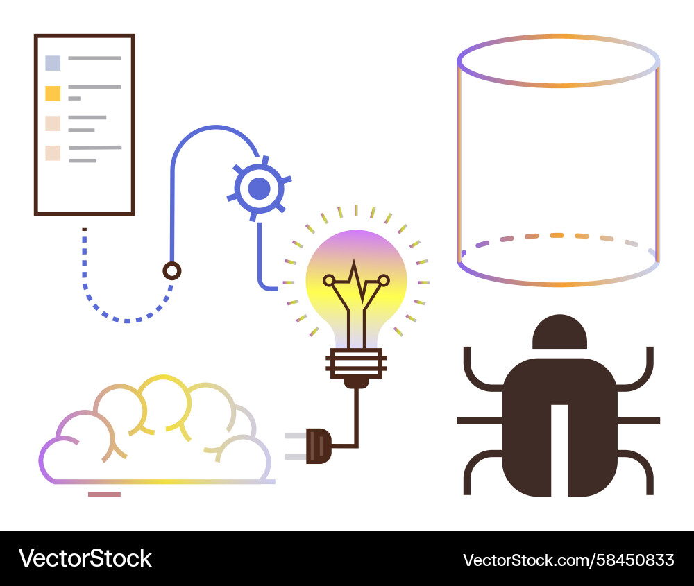 Data Management & Bug Tracking Workflow Vector Image