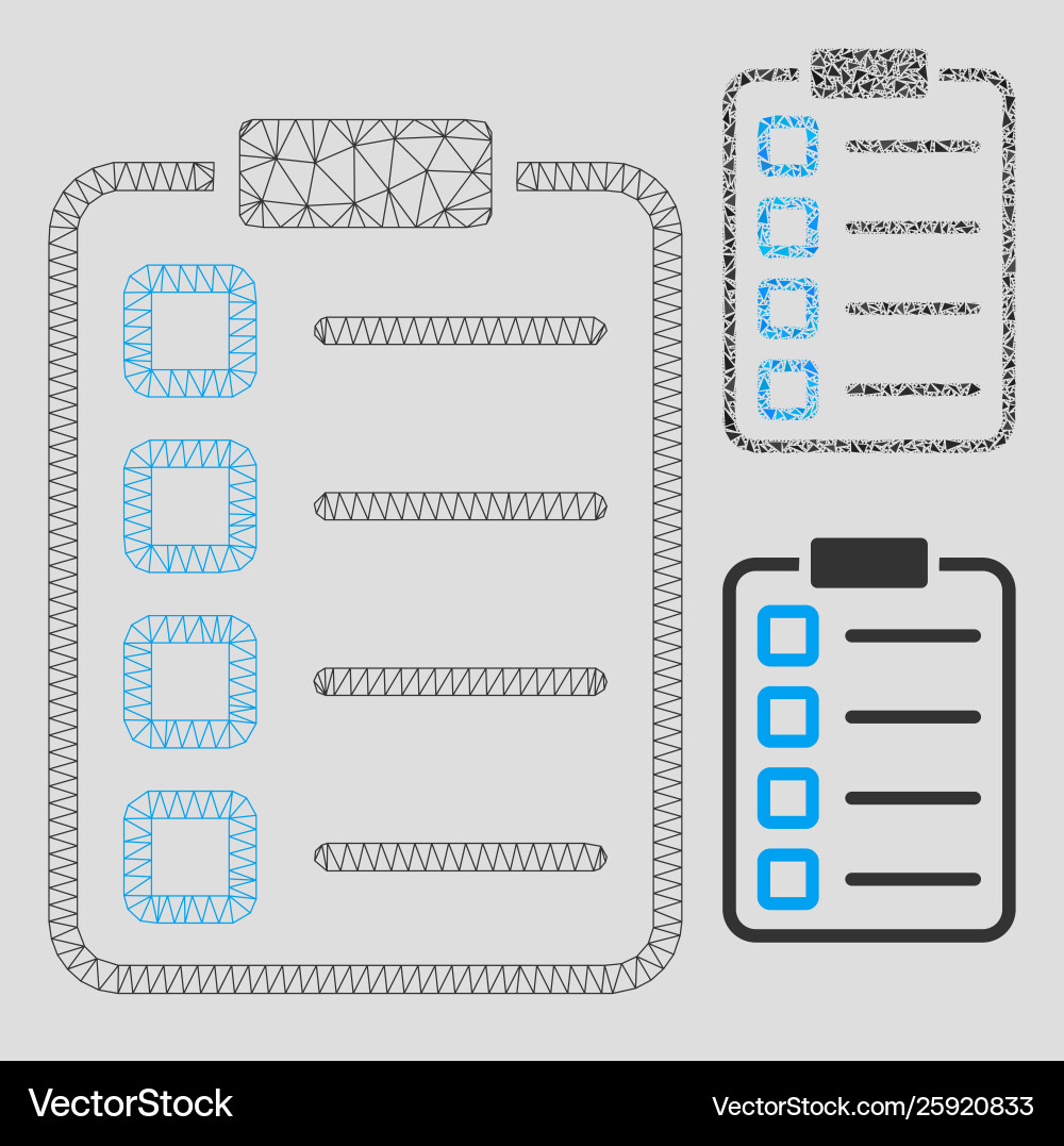 Examination list mesh 2d model and triangle Examination list mesh 2d model and triangle Vector Image