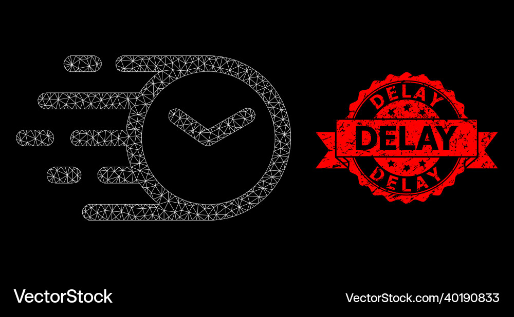 Grunge delay seal and web mesh clock Grunge delay seal and web mesh clock vector image