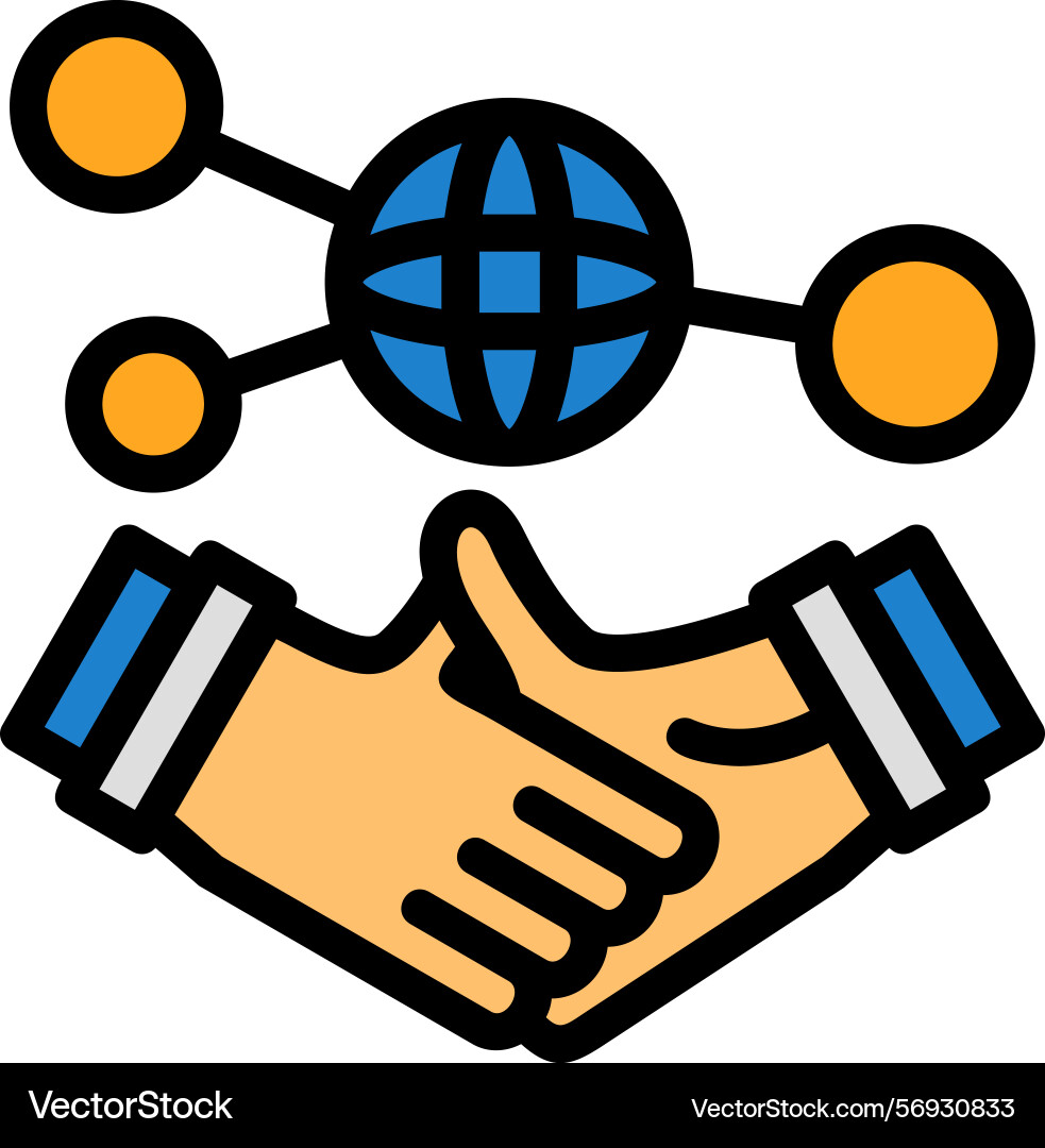 Hand holding a handshake for networking line Vector Image