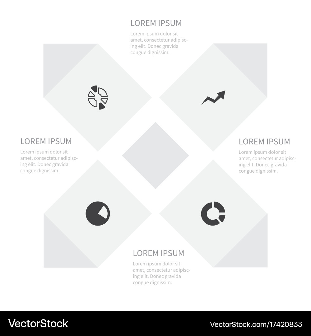 Icon chart set of statistic increase monitoring vector image