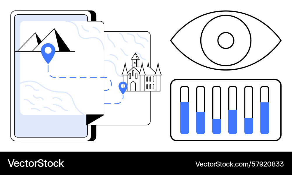 Map navigation and analytics with landmarks Vector Image