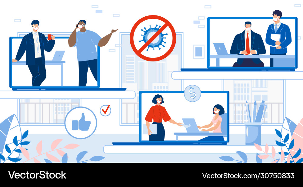 Online business relationship after covid19 stop Online business relationship after covid19 stop vector image