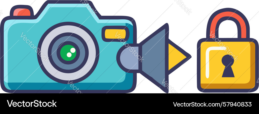 Secure Video Playback Lock Vector Image