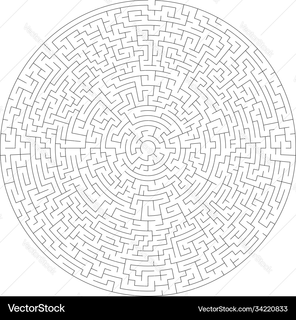 Solvable circle circular maze labyrinth puzzle Solvable circle circular maze labyrinth puzzle vector image
